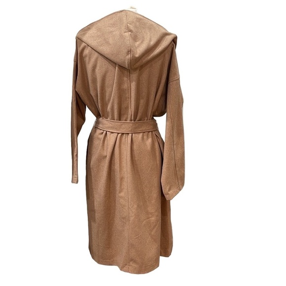 NWT Farrow Oversized Wrap Felted Camel Hooded Belted Coat ONE SIZE FITS MOST - Picture 2 of 7